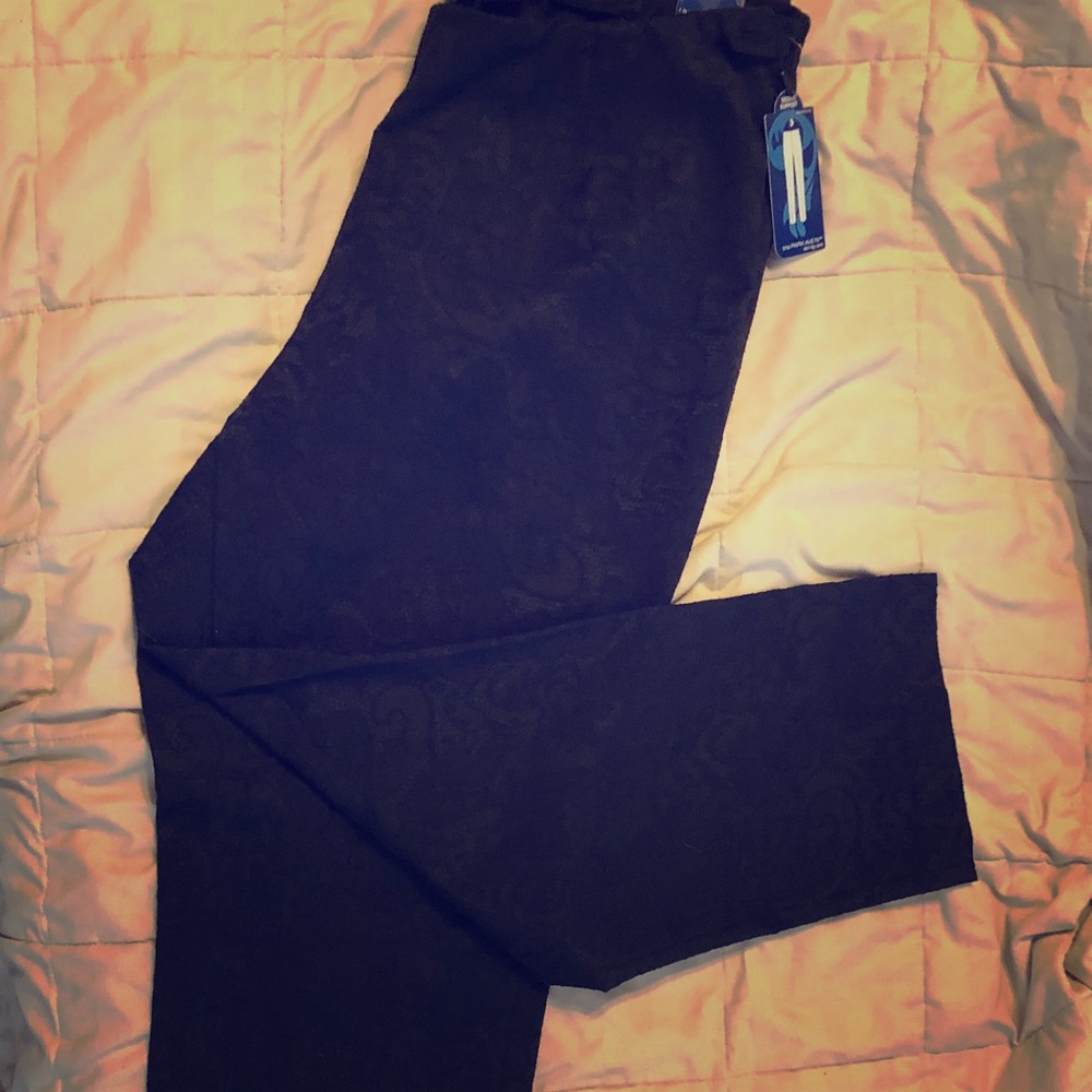 Slim leg black lace pattern dress pant